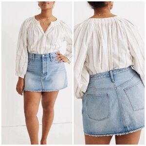 Madewell Light Blue Wash Jean Denim Mini Skirt Button Fly Closing Size 28